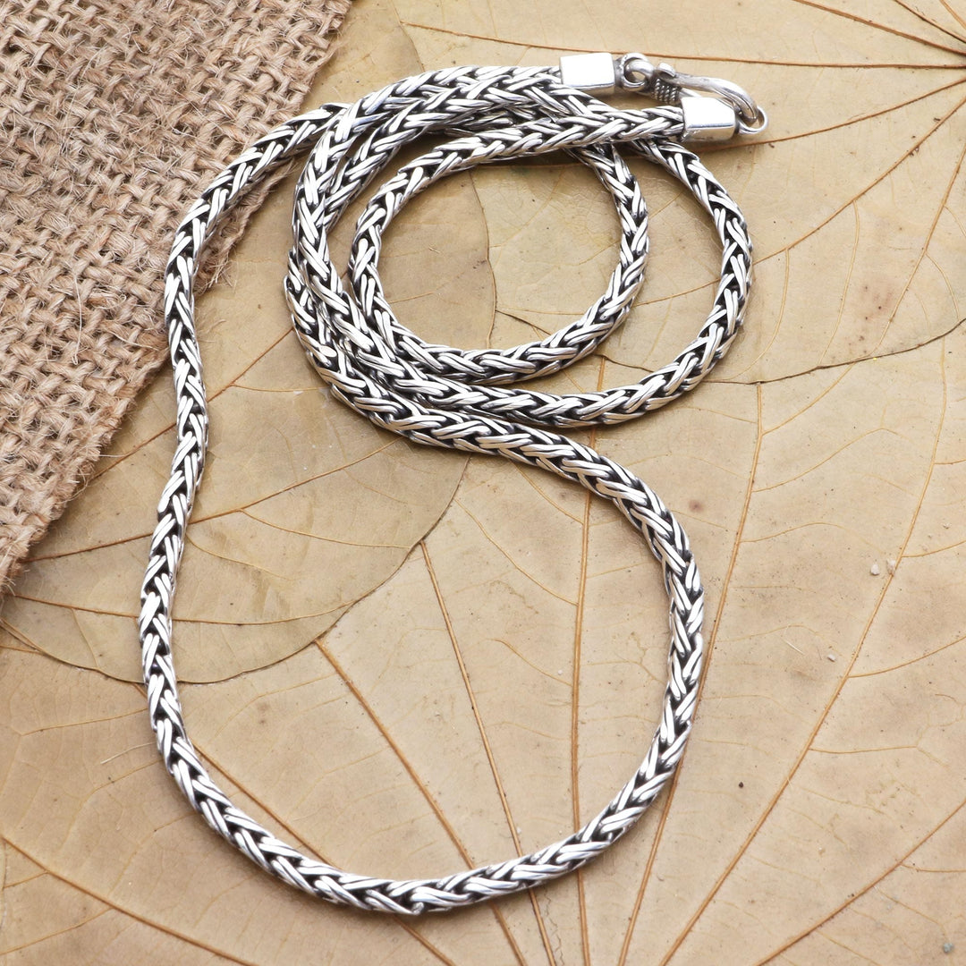 Sterling Silver Chain Necklace - Rice Seeds
