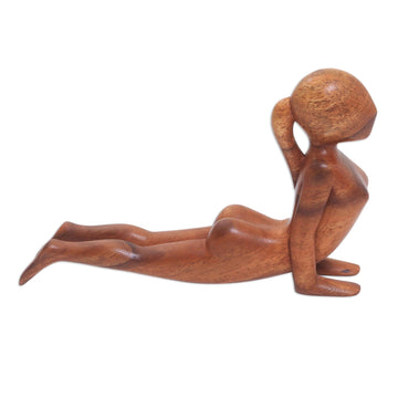 Suar Wood Statuette - Cobra Yoga Pose