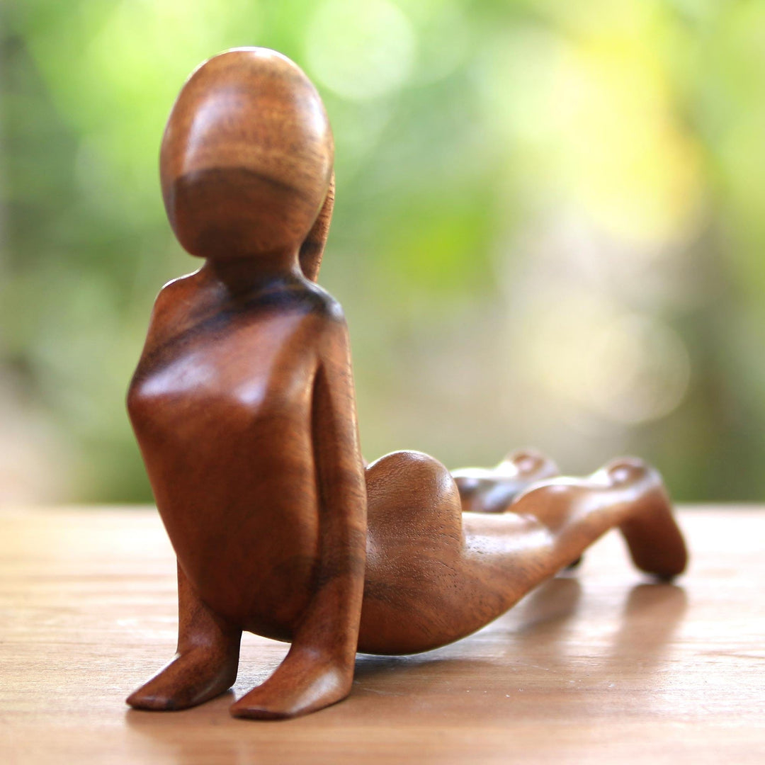 Suar Wood Statuette - Cobra Yoga Pose