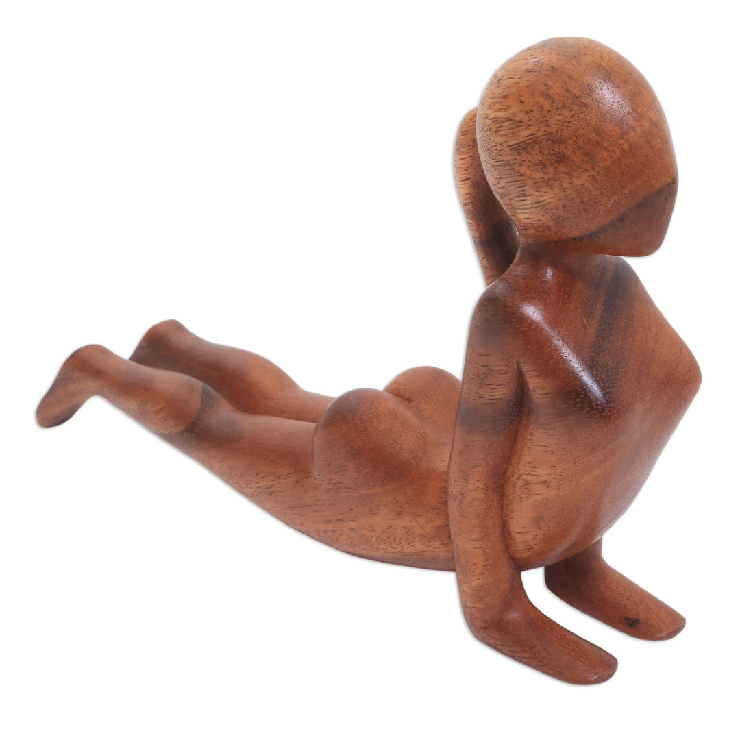 Suar Wood Statuette - Cobra Yoga Pose