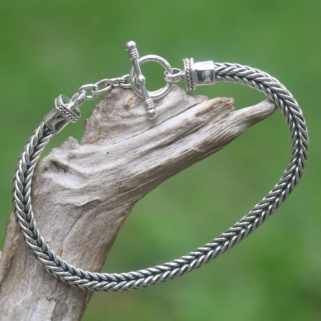 Sterling Silver Link Bracelet - Dragon Braid