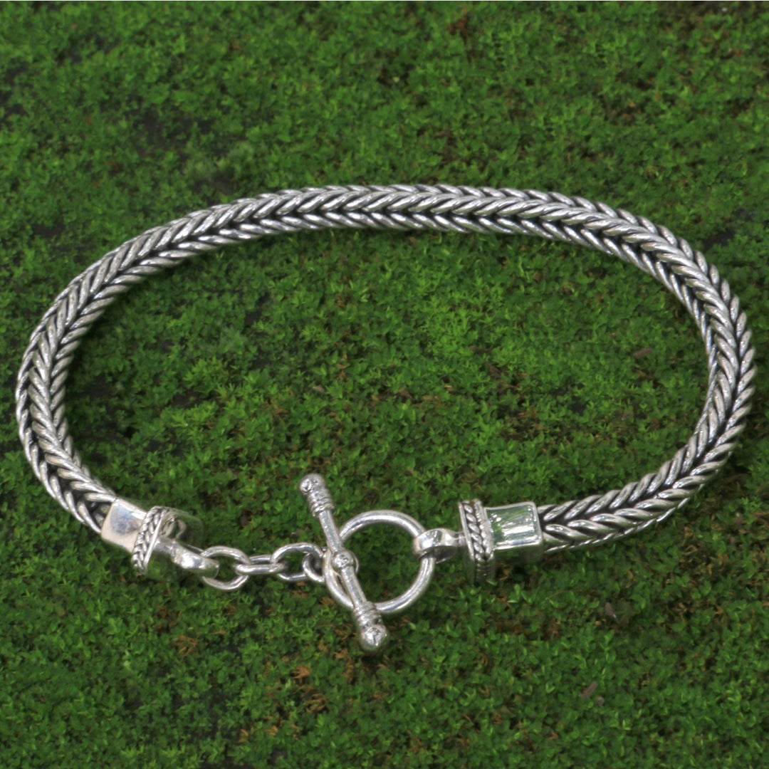 Sterling Silver Link Bracelet - Dragon Braid
