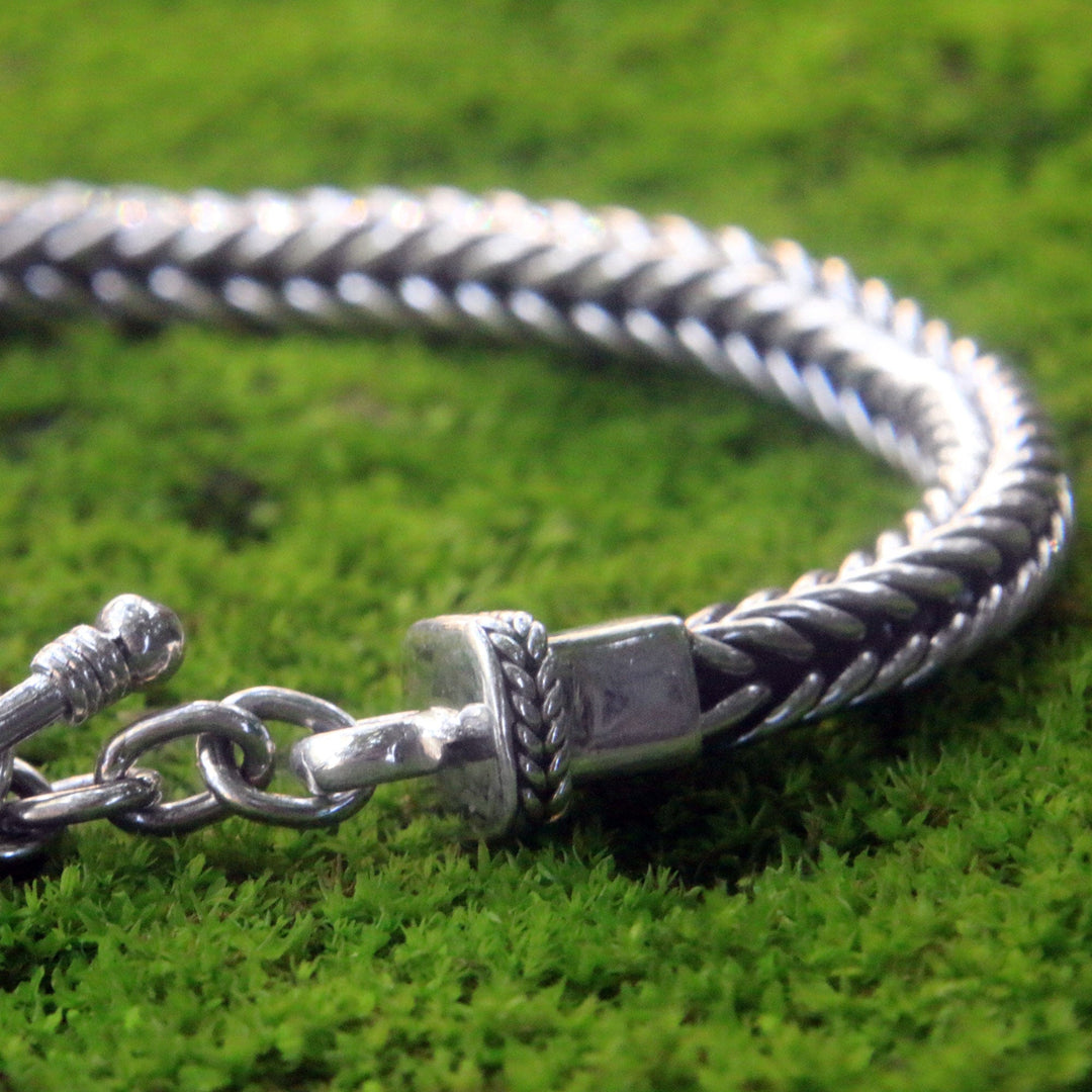 Sterling Silver Link Bracelet - Dragon Braid