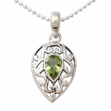 Sterling Silver with Peridot Necklace Birthstone Jewelry - Lime Lace