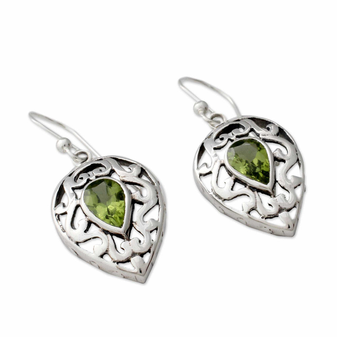 India Jewelry Earrings in Sterling Silver and Peridot  - Lime Lace