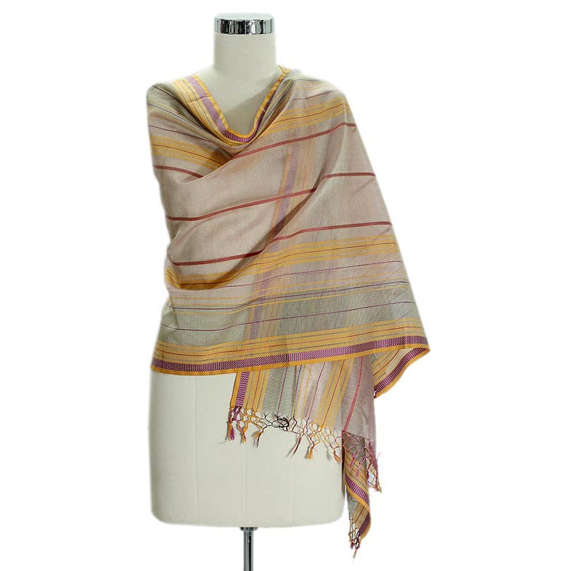 India Hand Loomed Cotton Silk Blend Shawl  - Indore Chic