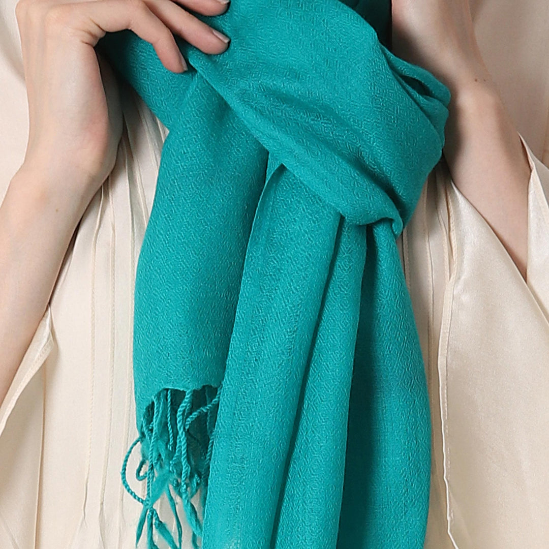 Women's Wool Scarf from India - Aqua Warmth