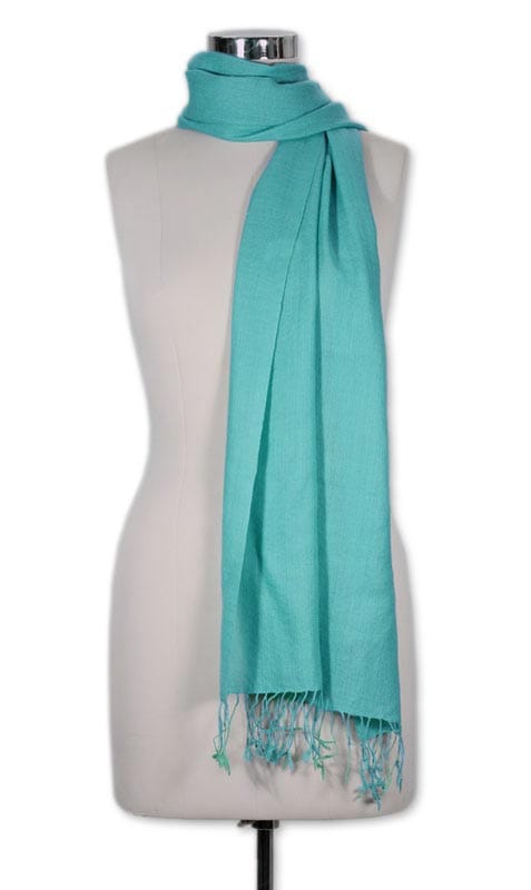 Women's Wool Scarf from India - Aqua Warmth