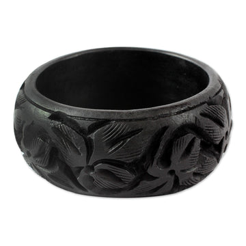 Unique Wood Bangle Bracelet - Fragrant Flowers