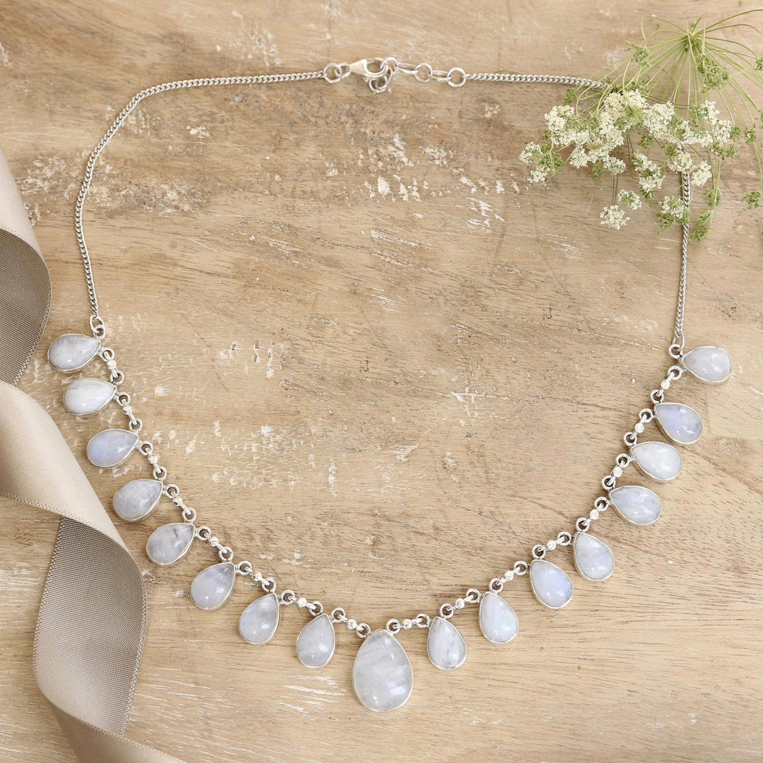 Hand Made Moonstone Jewelry Sterling Silver Necklace - Luminous Light