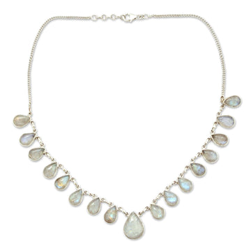 Hand Made Moonstone Jewelry Sterling Silver Necklace - Luminous Light
