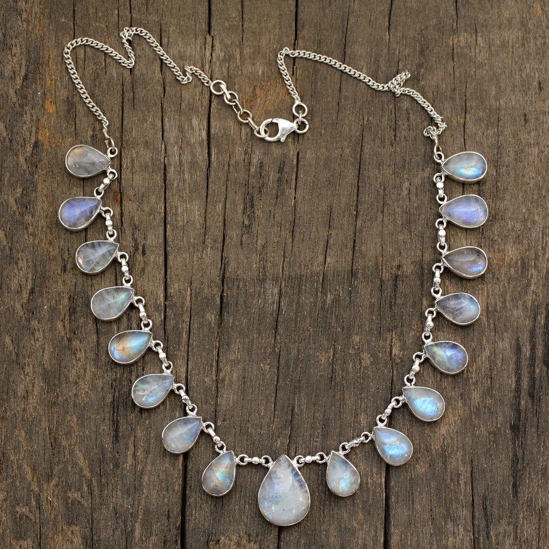 Hand Made Moonstone Jewelry Sterling Silver Necklace - Luminous Light