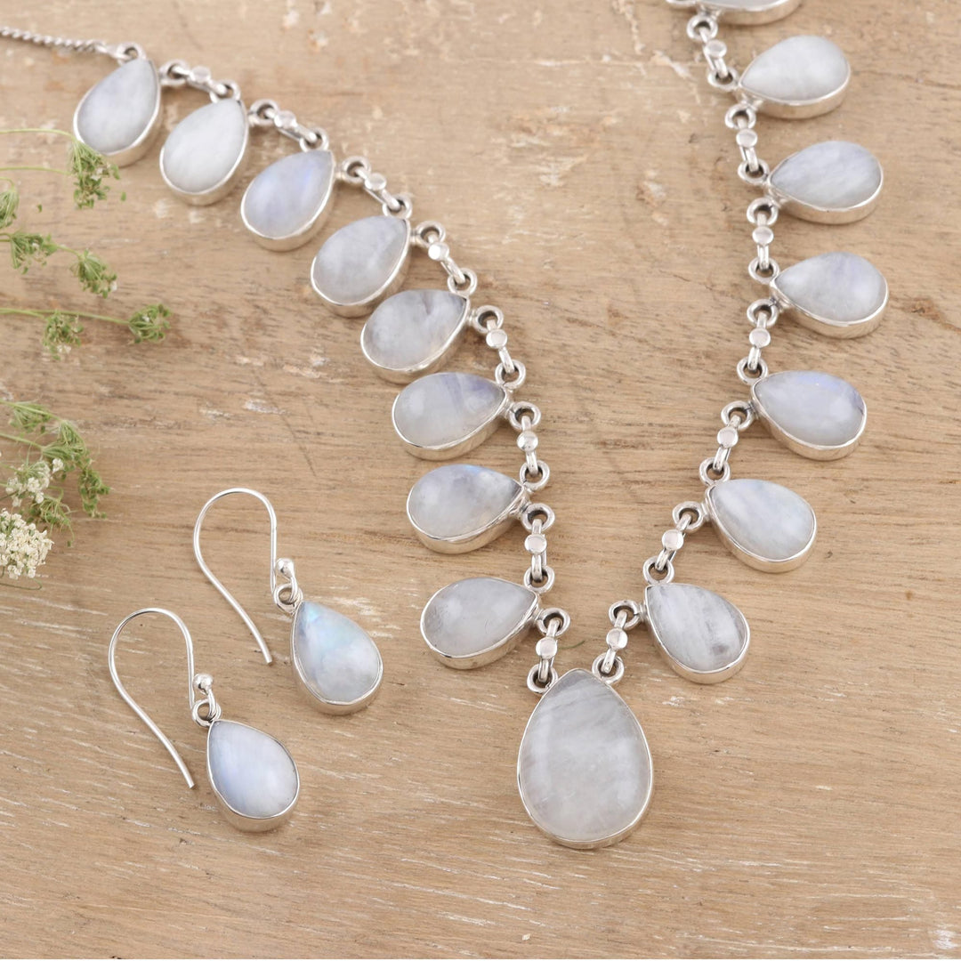 Hand Made Moonstone Jewelry Sterling Silver Necklace - Luminous Light