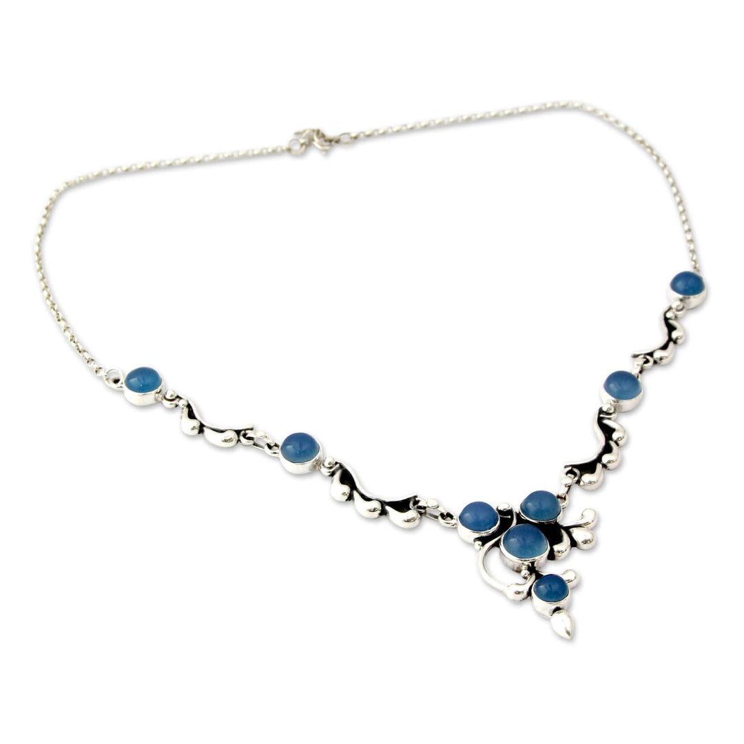 Sterling Silver Chalcedony Necklace Hand Crafted Jewelry - Sky Garland