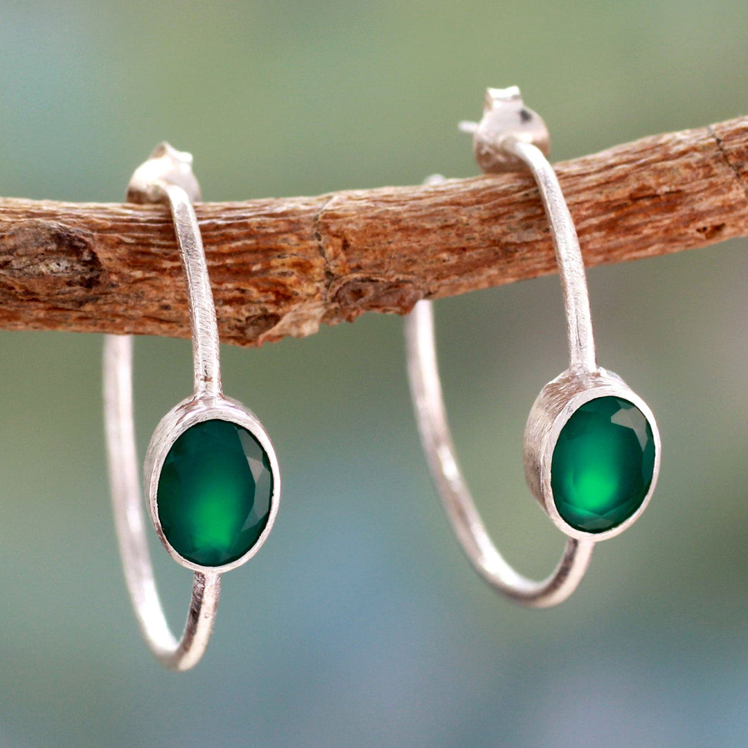 Green Onyx Earrings - Contemporary Green