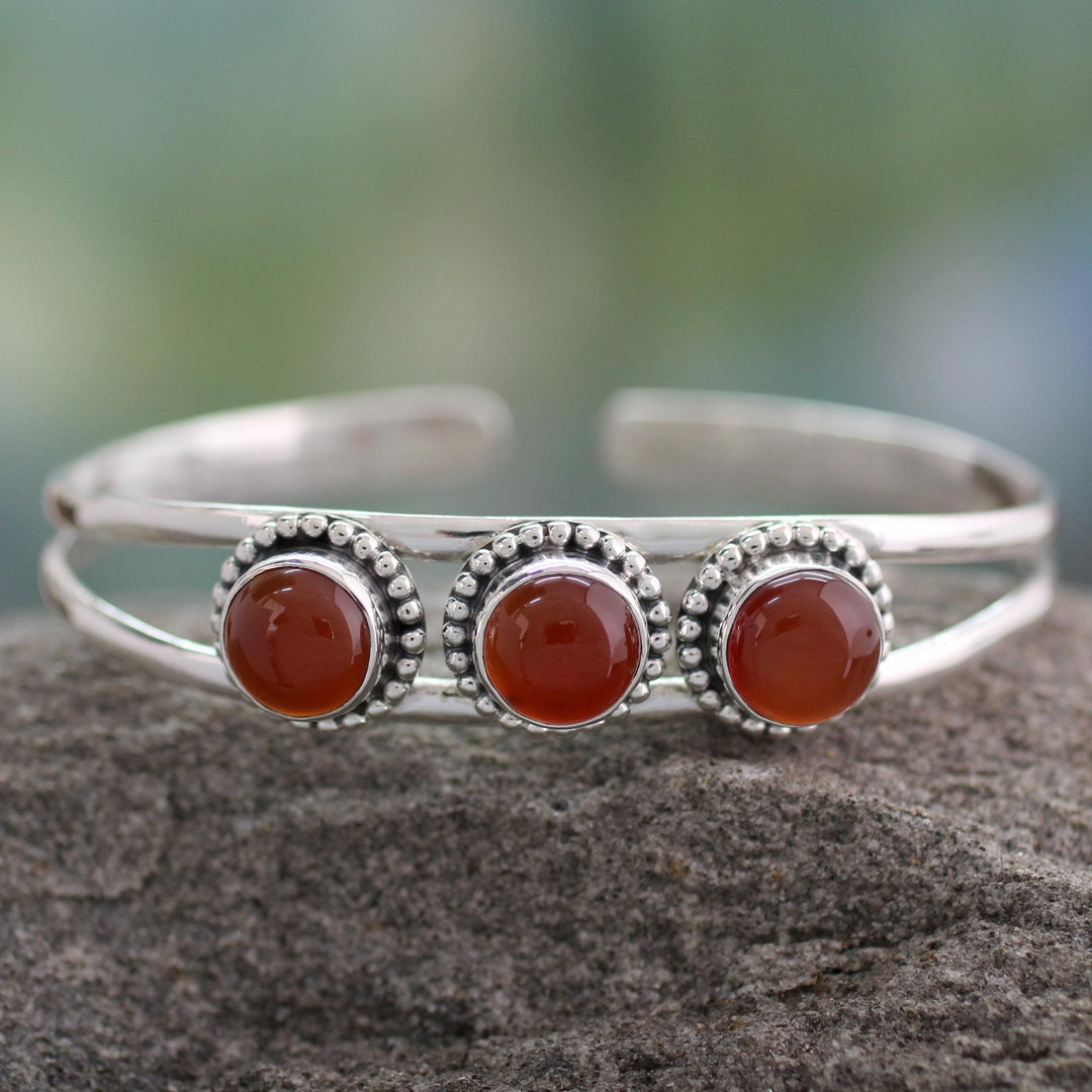 Sterling Silver and Carnelian Cuff Bracelet - Delightful