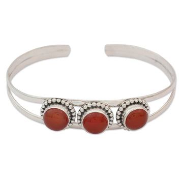 Sterling Silver and Carnelian Cuff Bracelet - Delightful