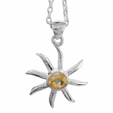 Citrine and Sterling Silver Necklace - Golden Sun