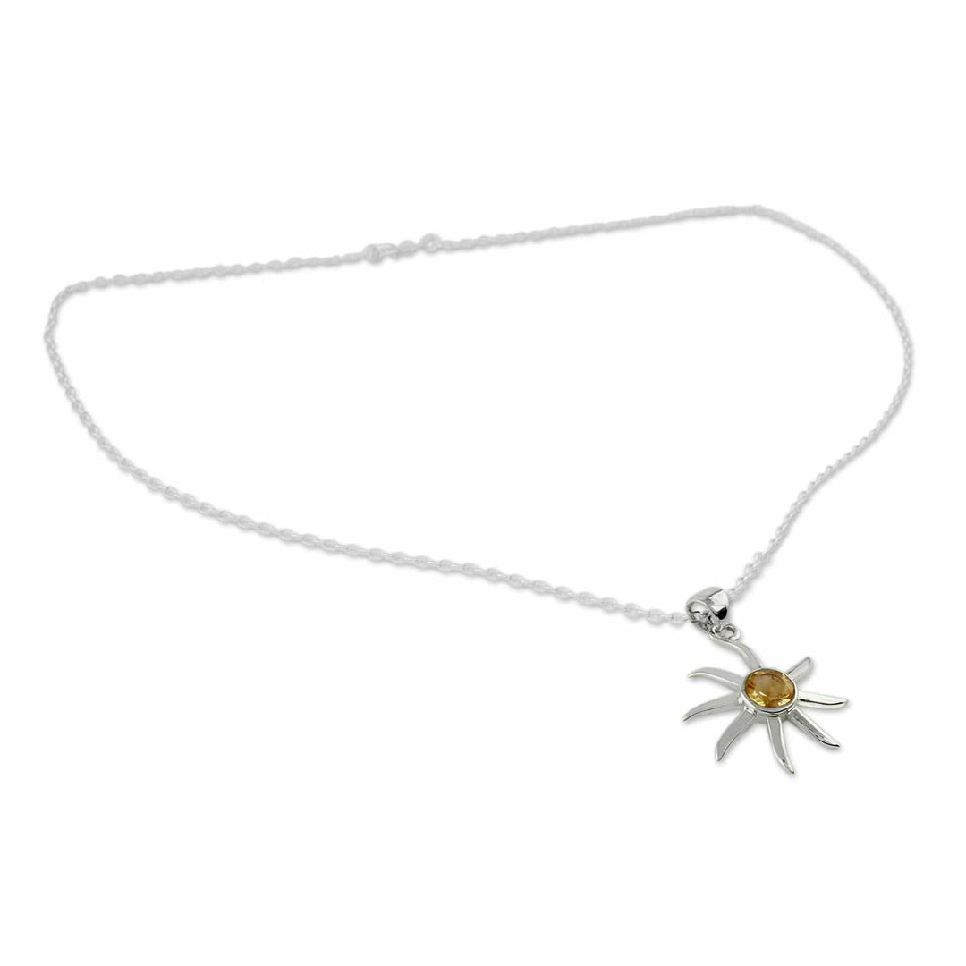Citrine and Sterling Silver Necklace - Golden Sun
