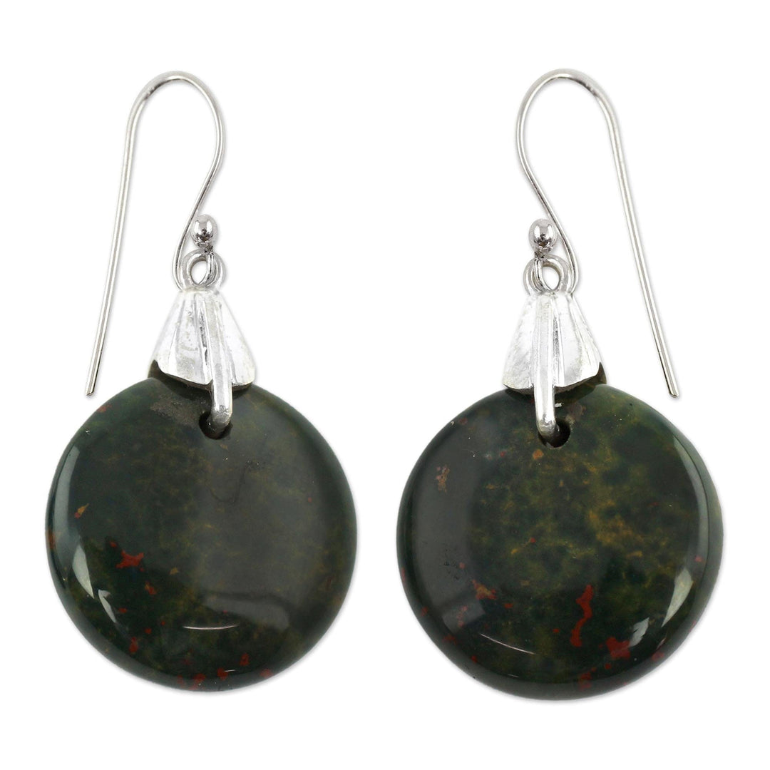 Bloodstone Sphere Earrings India Artisan Jewelry - Moon of Justice