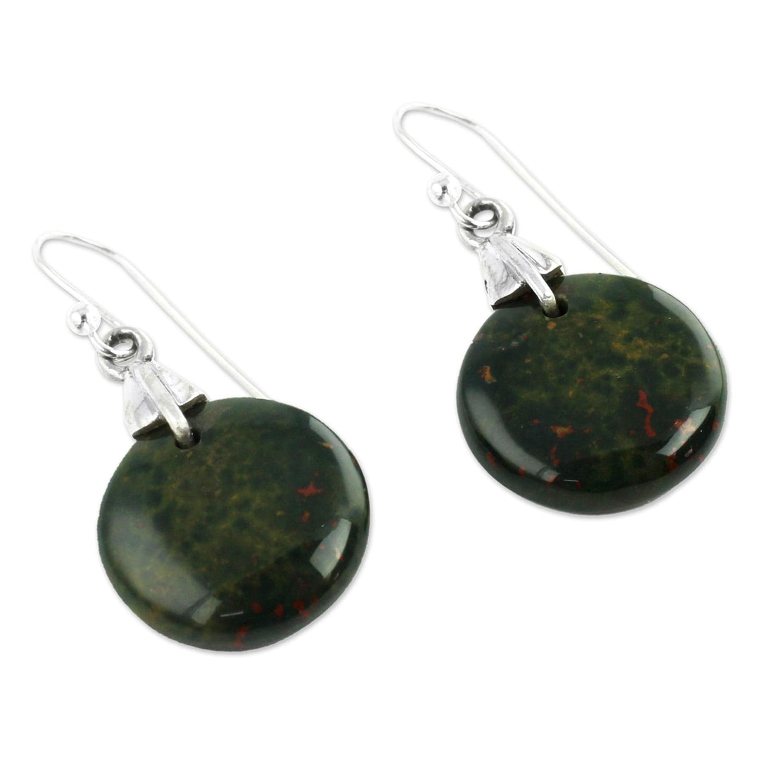 Bloodstone Sphere Earrings India Artisan Jewelry - Moon of Justice