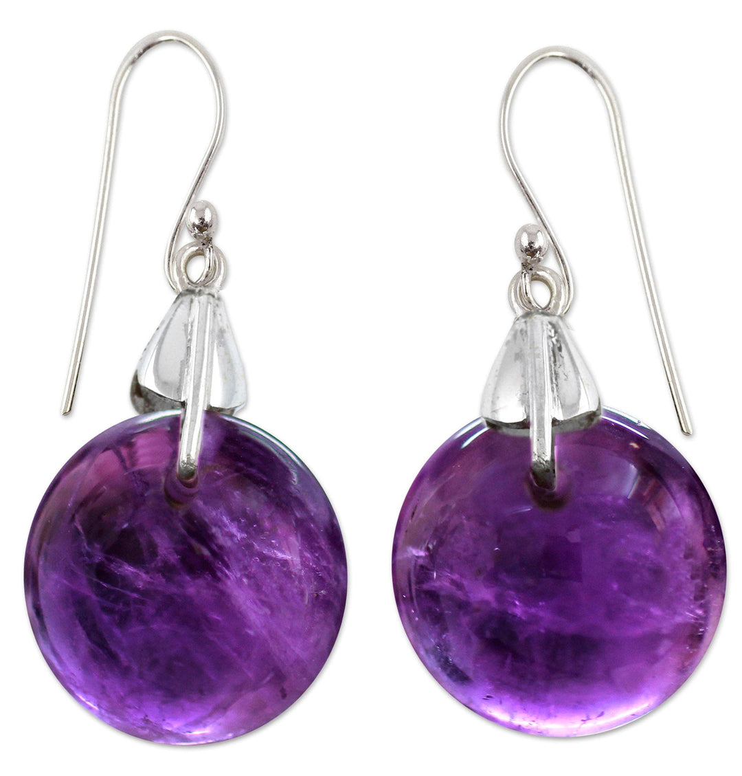 Amethyst Sphere Earrings India Artisan Jewelry - Moon of Mysticism