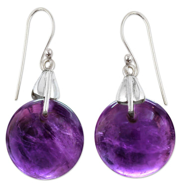 Amethyst Sphere Earrings India Artisan Jewelry - Moon of Mysticism