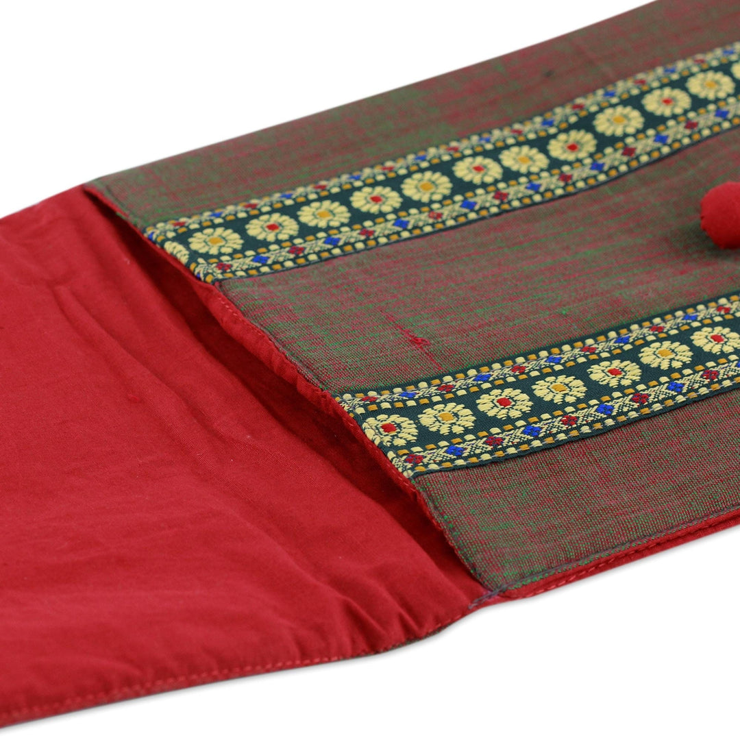 Hand-woven Cotton Tablet Case Fully Lined and Padded - Assam Fields