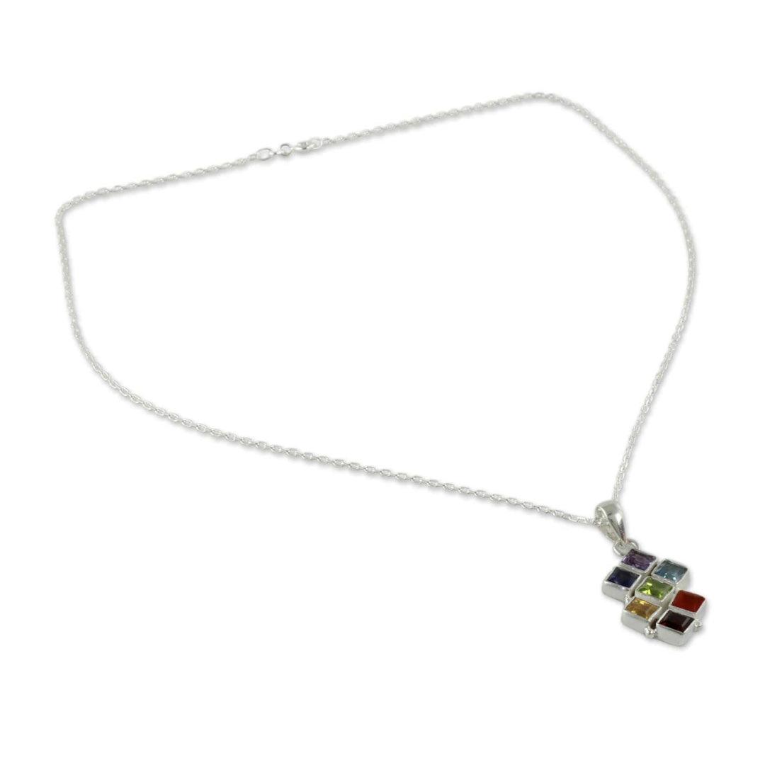 Multi-Gemstone Sterling Silver Necklace Chakra Jewelry - Wellness
