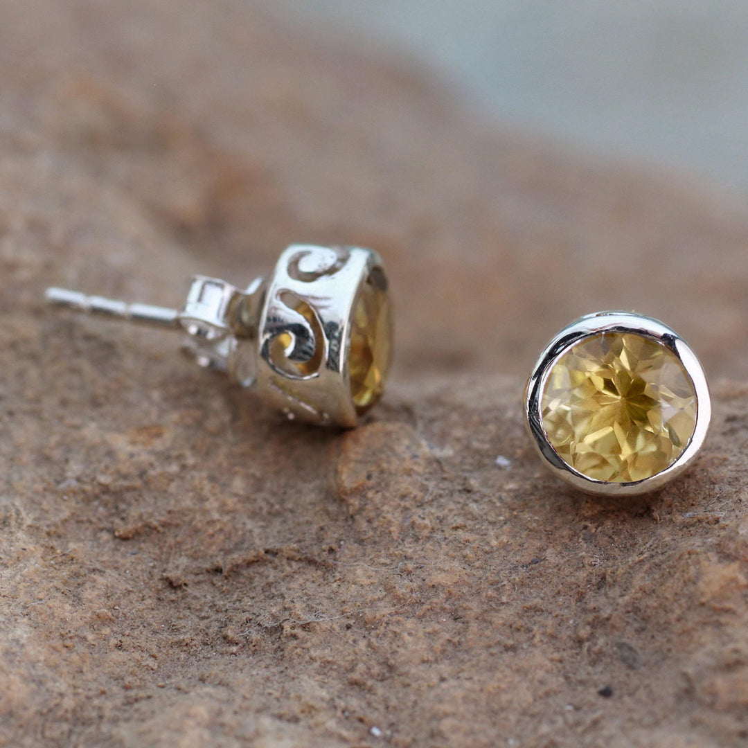 Citrine Stud Earrings Sterling Silver Jewelry - Spark of Life