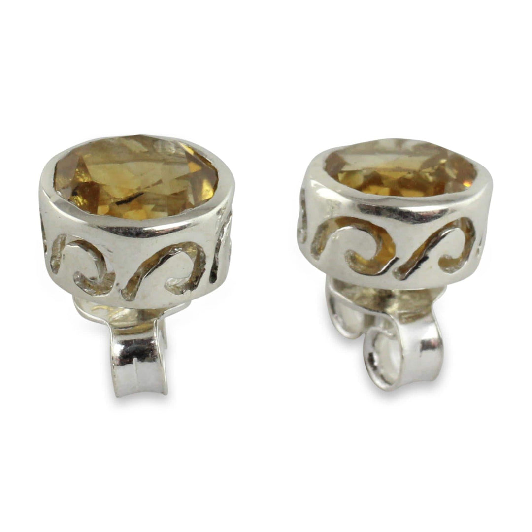 Citrine Stud Earrings Sterling Silver Jewelry - Spark of Life