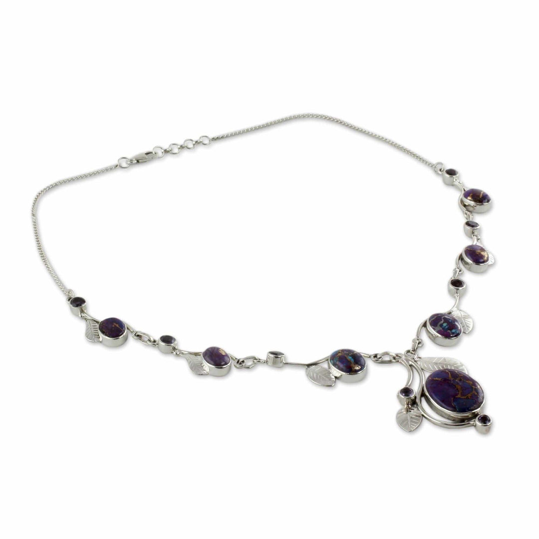 Purple Turquoise and Amethyst Handmade Necklace from India - Dew Blossom