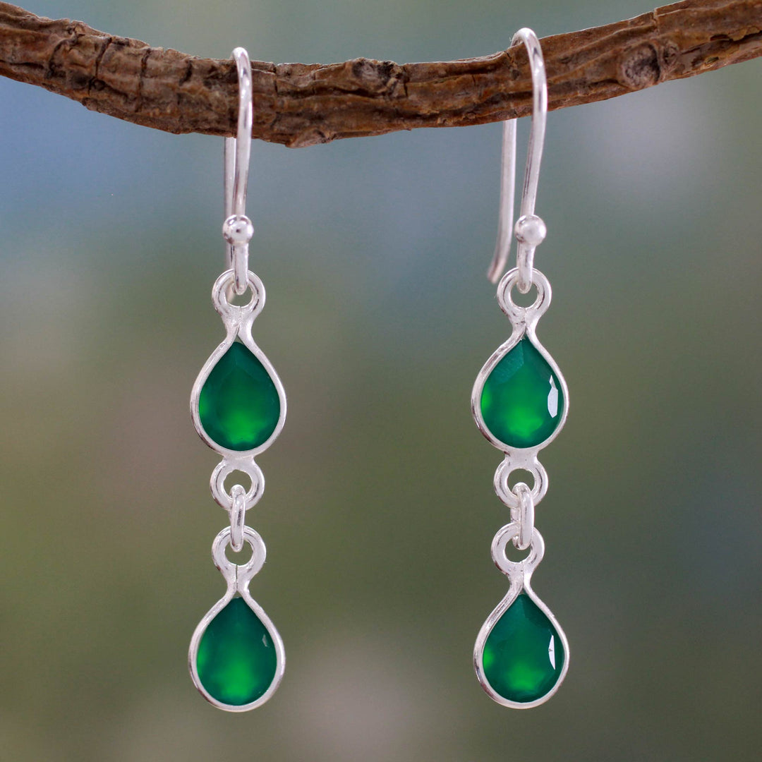 Sterling Silver and Green Onyx Earrings - Mystical Femme