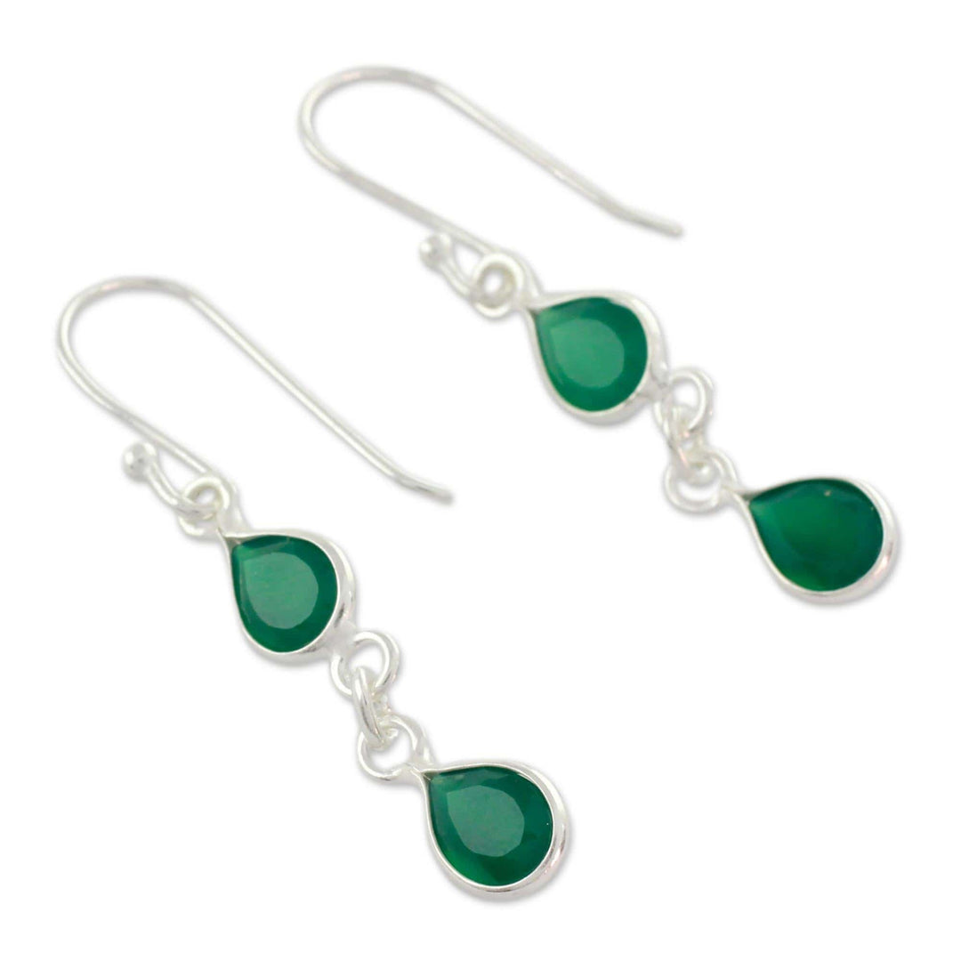Sterling Silver and Green Onyx Earrings - Mystical Femme