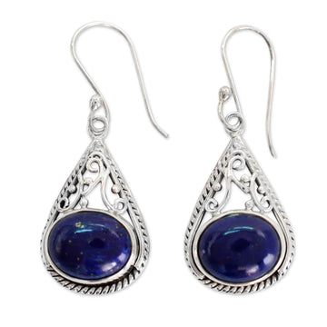 Fair Trade Lapis Lazuli and Sterling Silver Earrings - Royal Grandeur