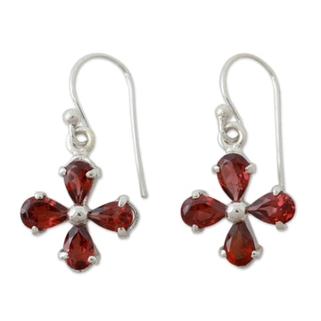Sterling Silver Garnet Earrings - Scarlet Blossom