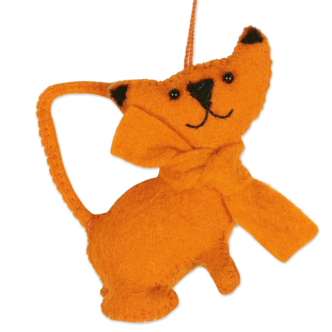 Wool and Glass Beaded Ornaments - Set of 4 - Crazy Cats