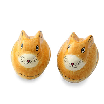 Artisan Crafted Papier Mache Decorative Bunny Boxes (Pair) - Charismatic Rabbits
