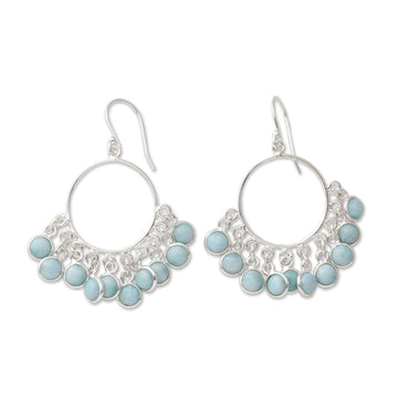 Handmade Larimar and Sterling Silver Chandelier Earrings - Playful Petals