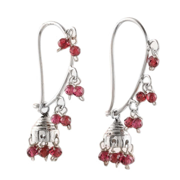 Garnet and Sterling Silver Handcrafted Jhumki Earrings - Music