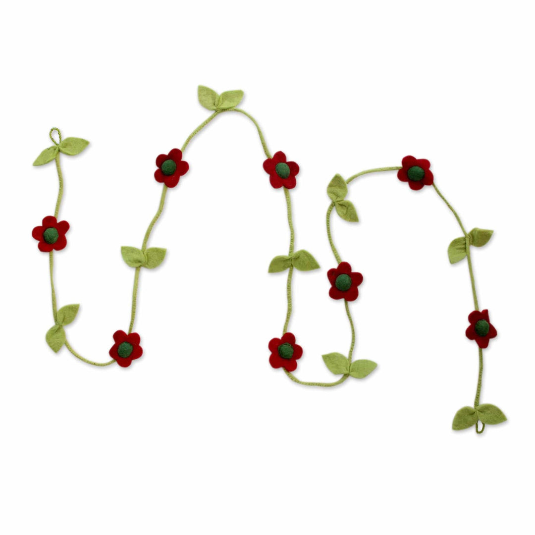 Wool Garland - Holiday Begonias