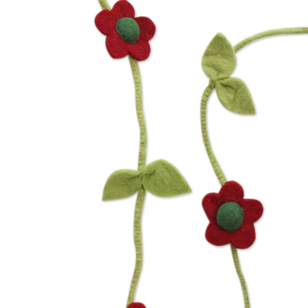 Wool Garland - Holiday Begonias
