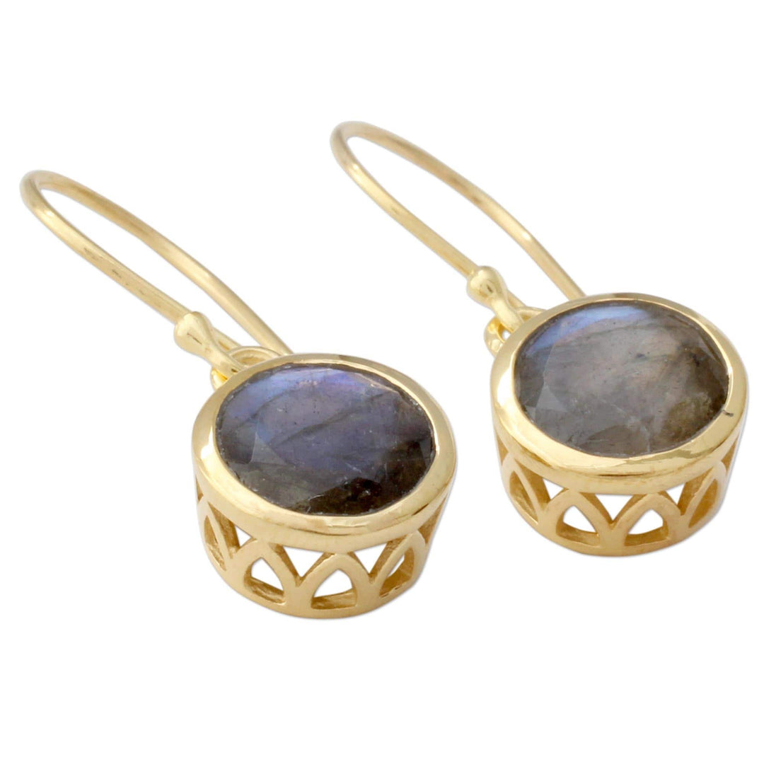Gold Vermeil Hook Earrings with Labradorite - Elite Discretion