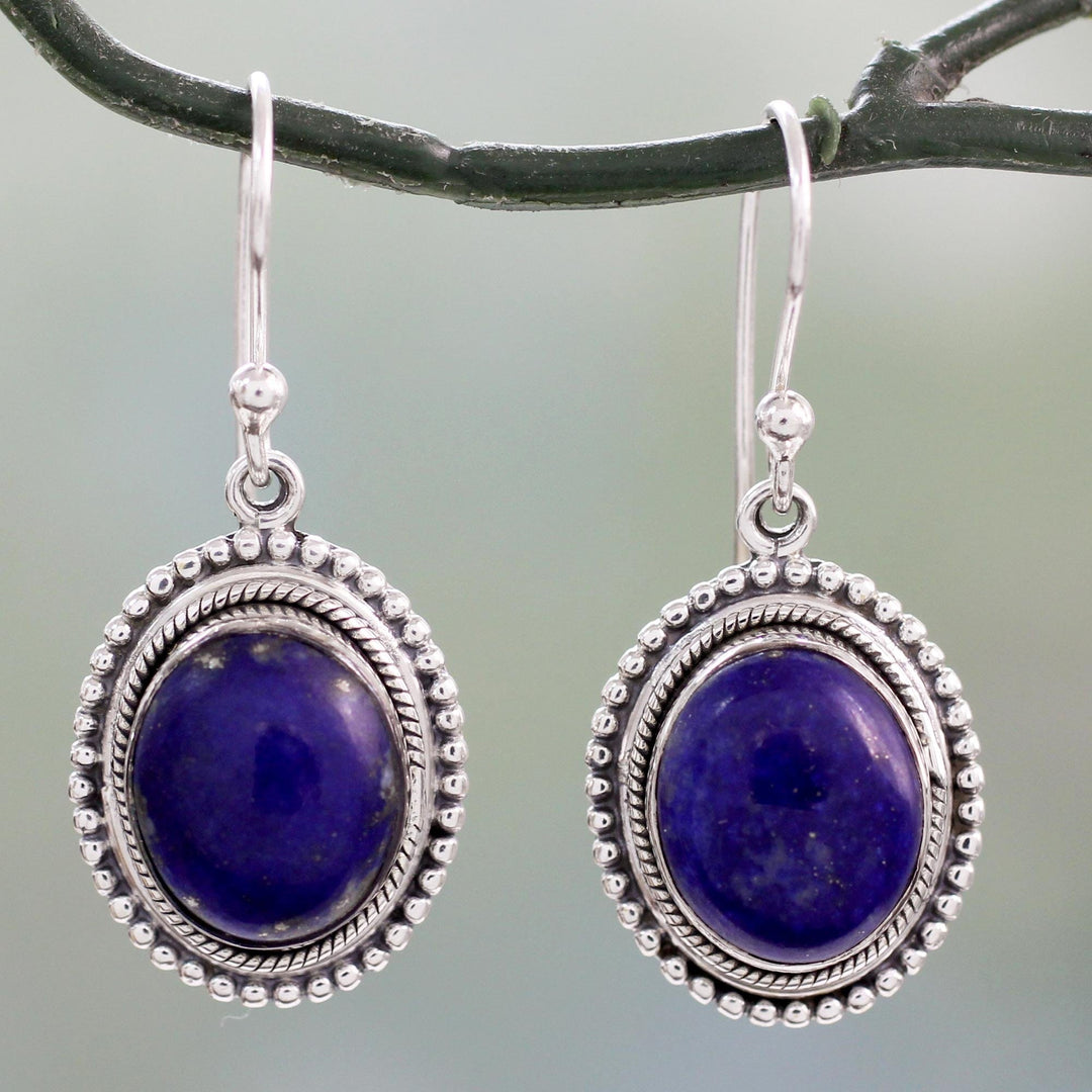 Lapis Lazuli on Artisan Crafted 925 Silver Hook Earrings - True Clarity