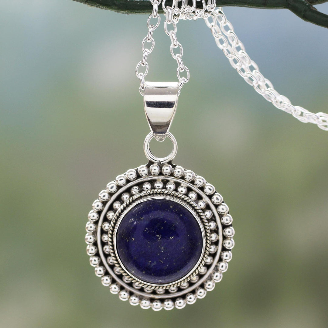 Lapis Lazuli and Sterling Silver Necklace - Royal Sunset