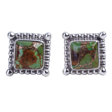 Composite Green Turquoise Stud Earrings - Magical Green