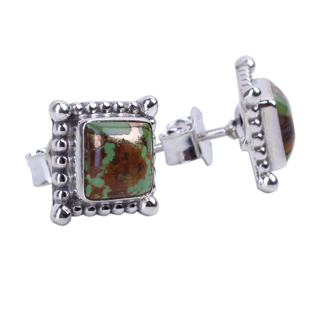 Composite Green Turquoise Stud Earrings - Magical Green