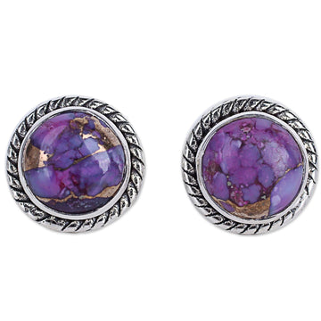 Purple Composite Turquoise Stud Earrings - Purple Radiance