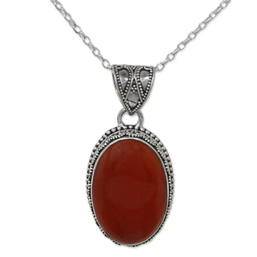 Red Carnelian Pendant Necklace - Fiery Glamour