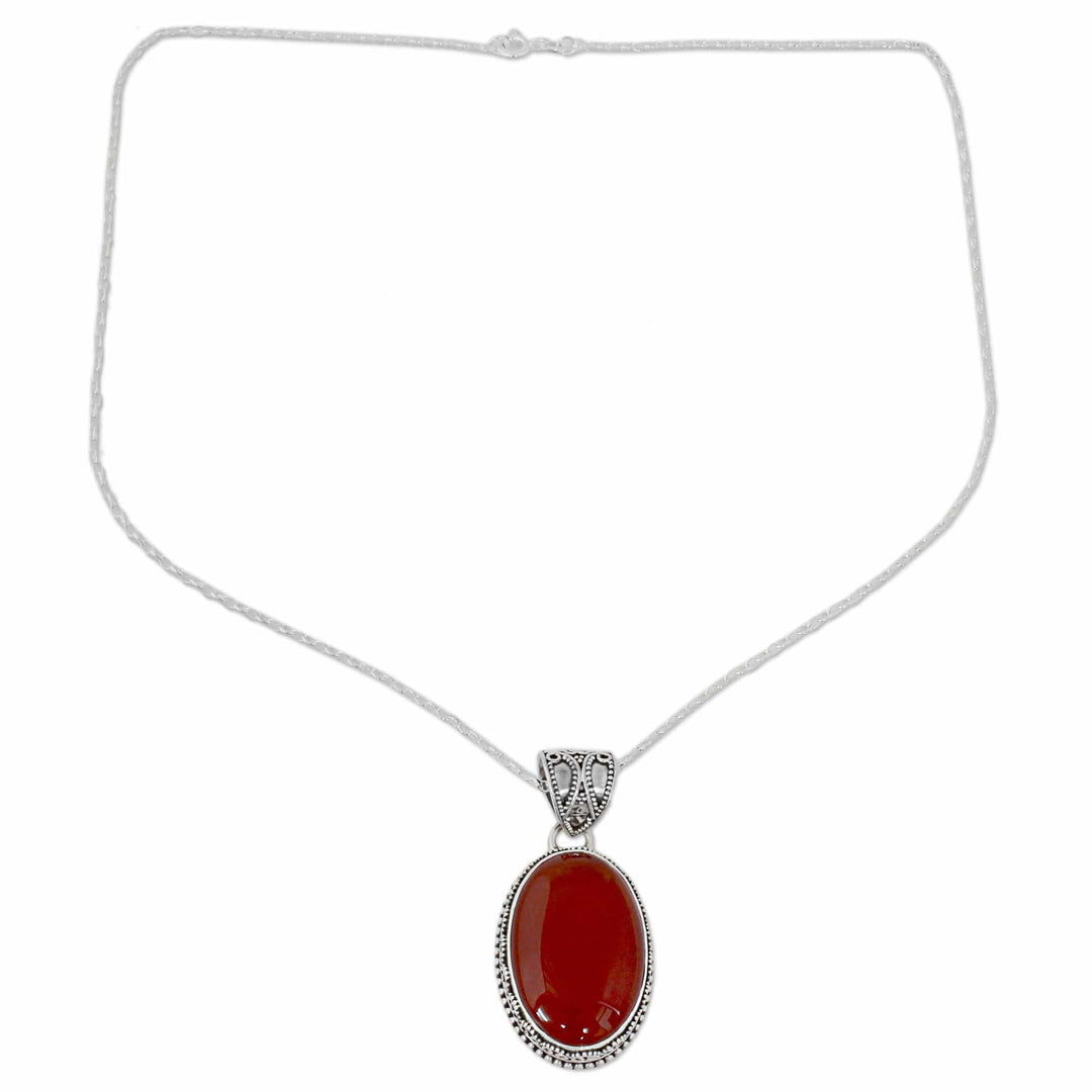 Red Carnelian Pendant Necklace - Fiery Glamour